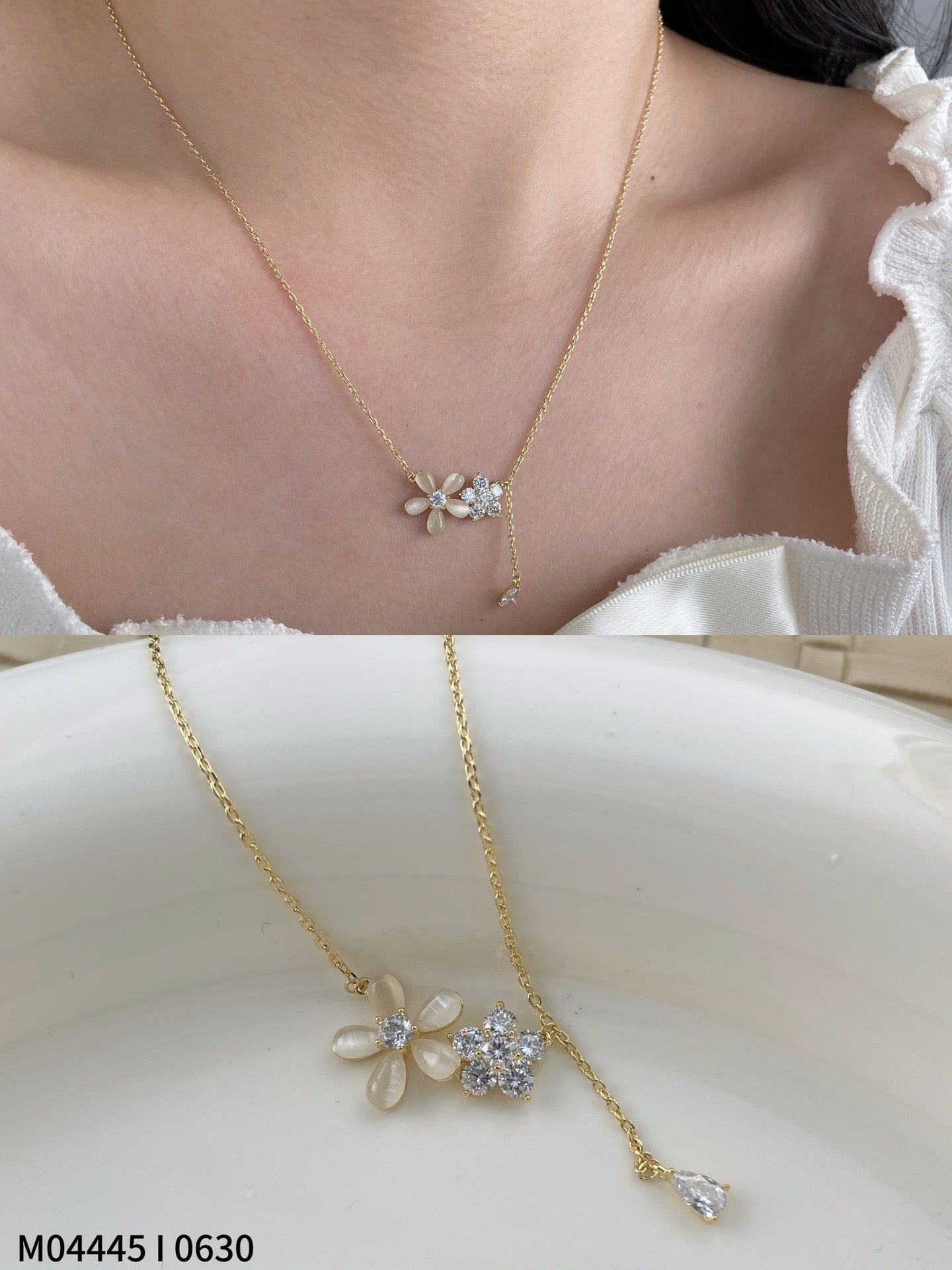 Blooming Crystal Floral Pendant Necklace