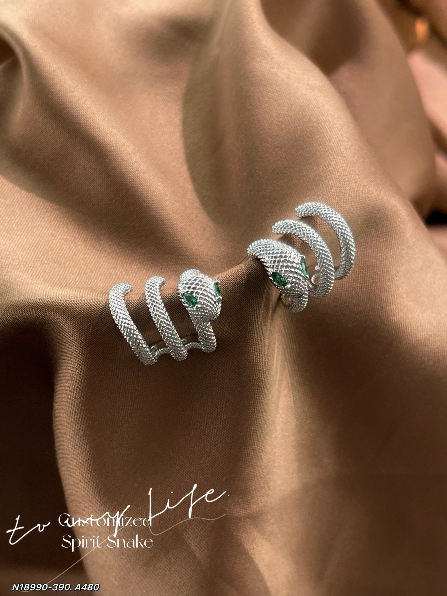Green Eyed Snake Earrings