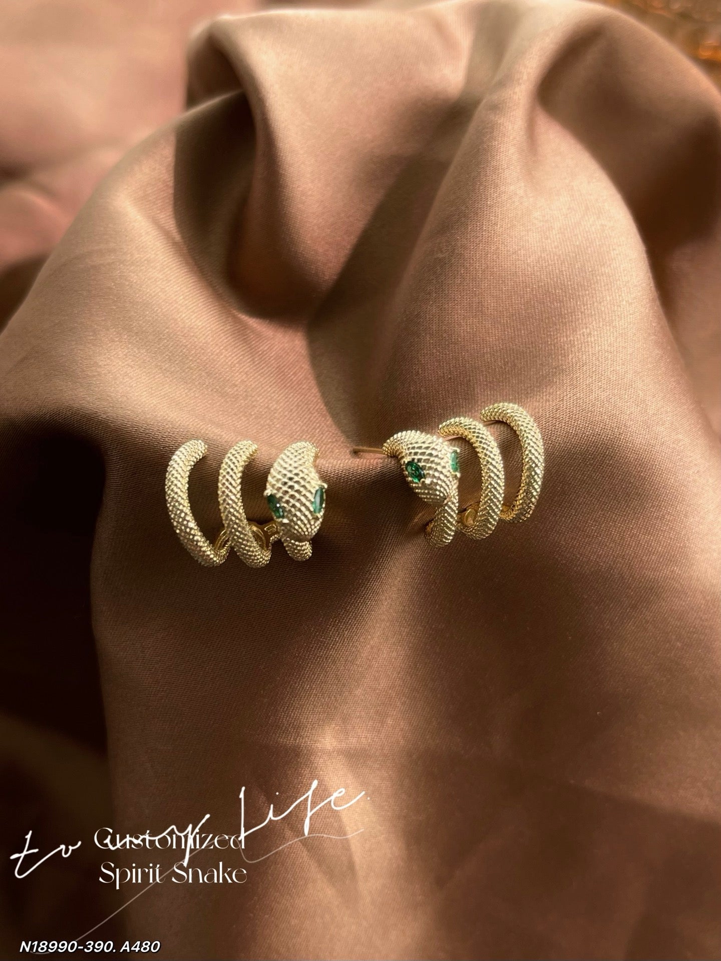 Green Eyed Snake Earrings