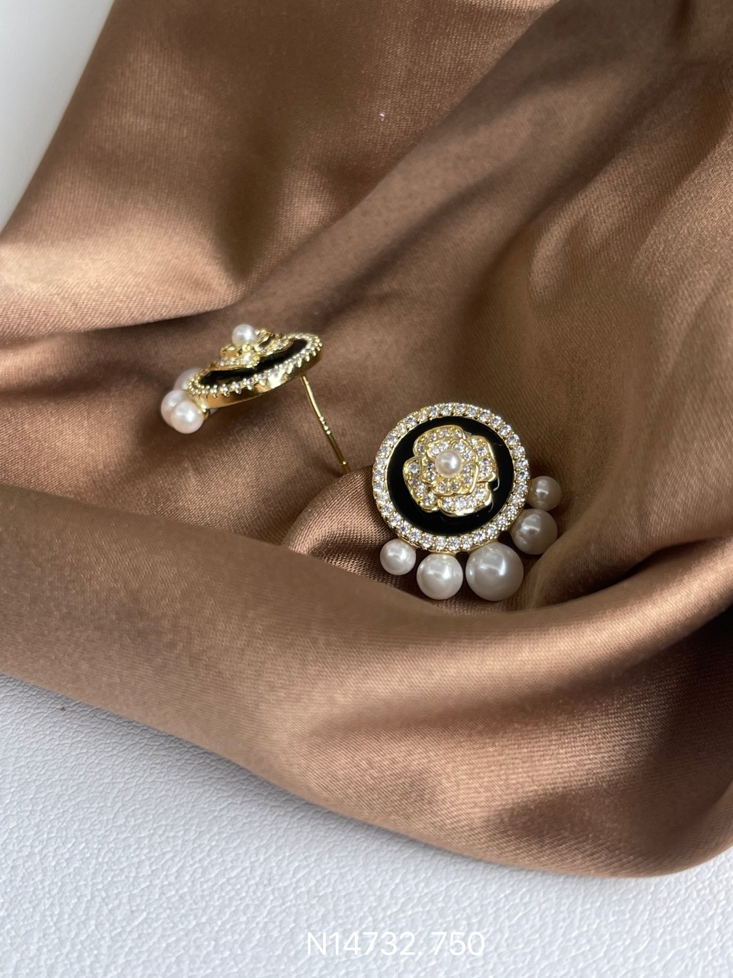 Elegant Pearl Camellia Earrings