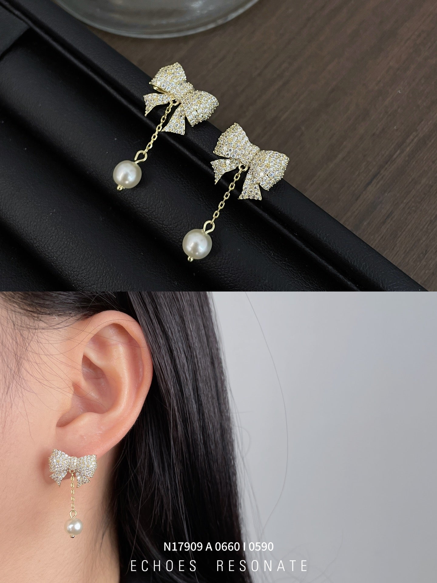 Elegant Pearl Drop Bow Earrings