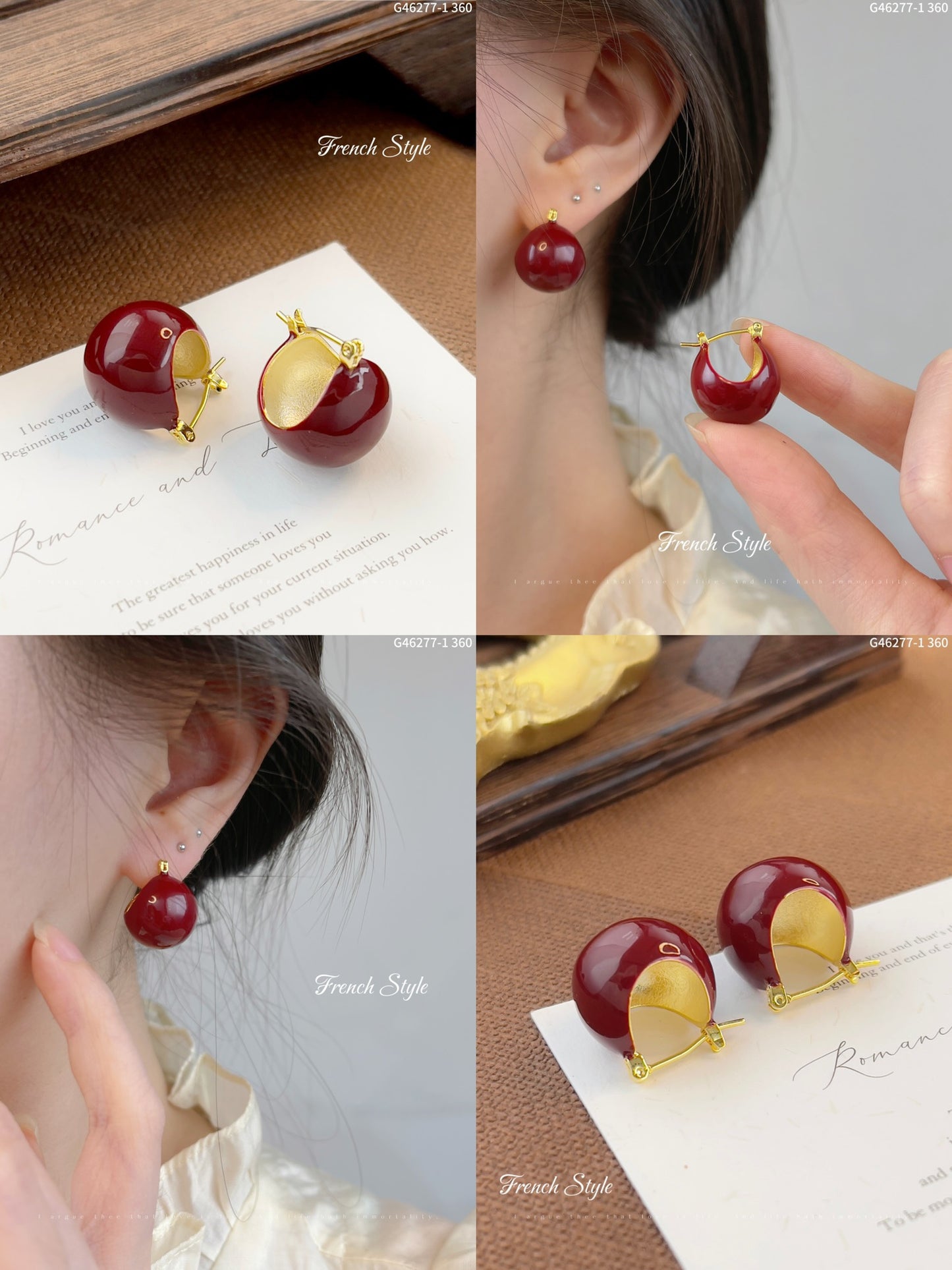 Elegant Red Boat Earrings