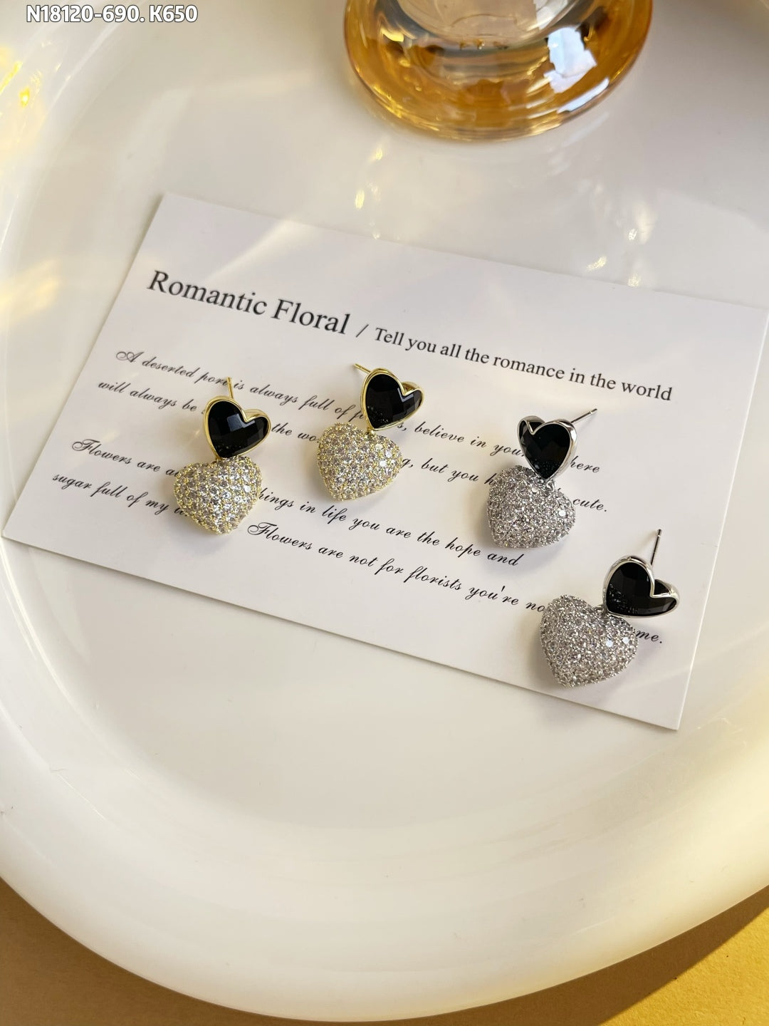 Sparkling heart-shaped earrings