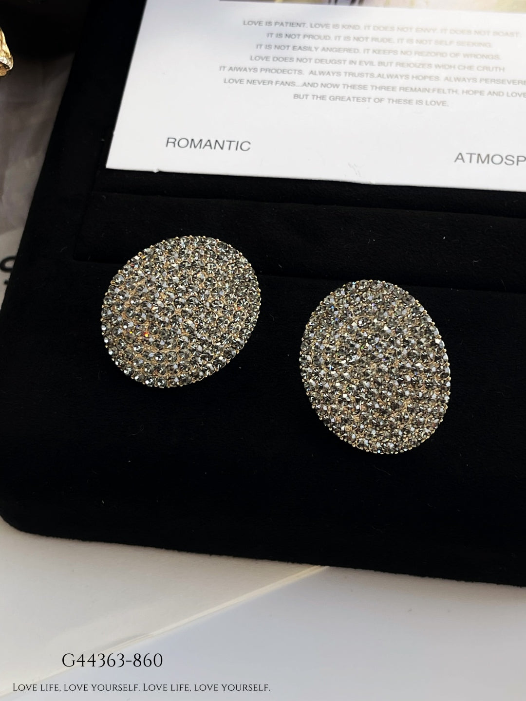 Full diamond oval earrings