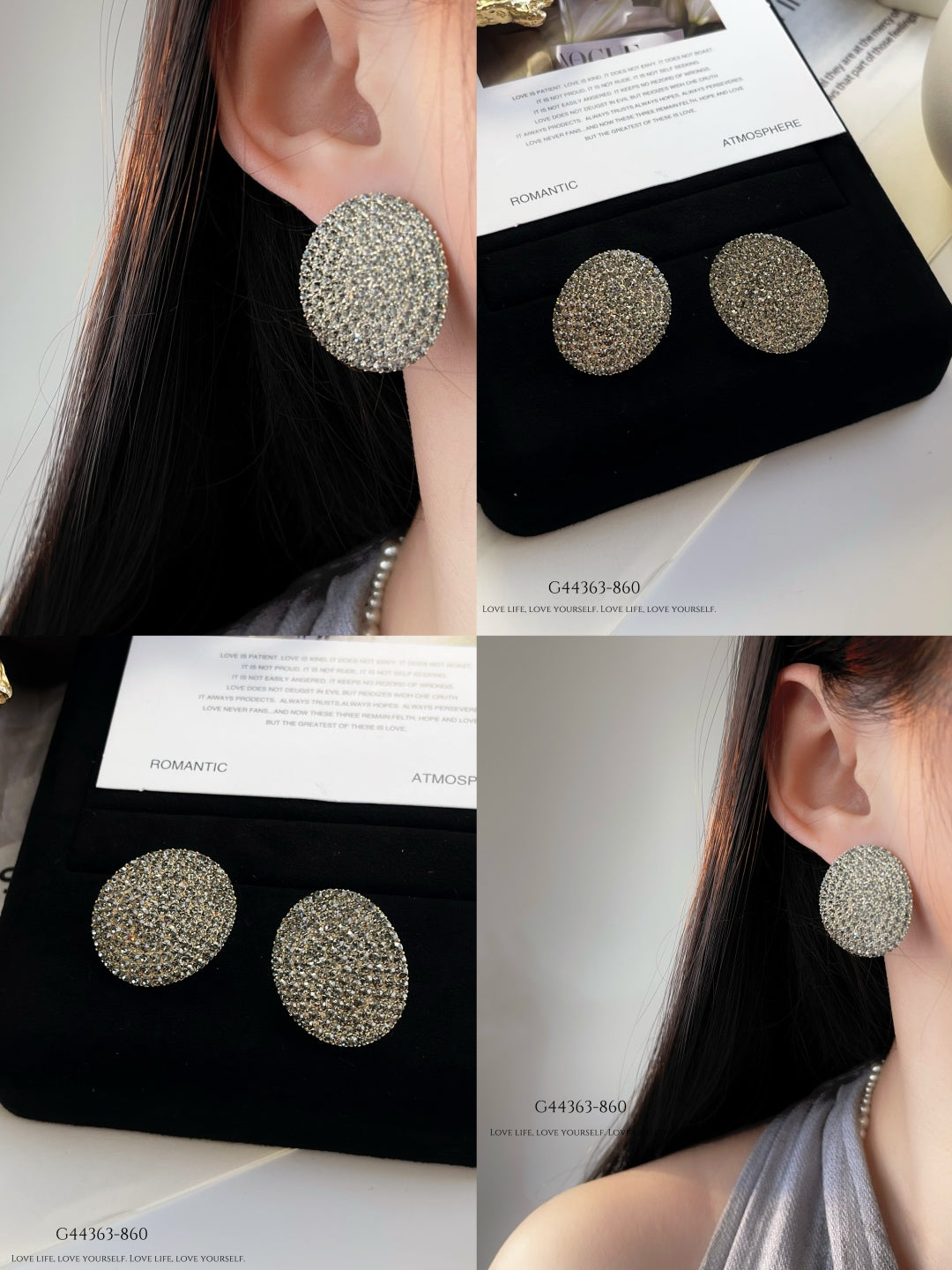 Full diamond oval earrings