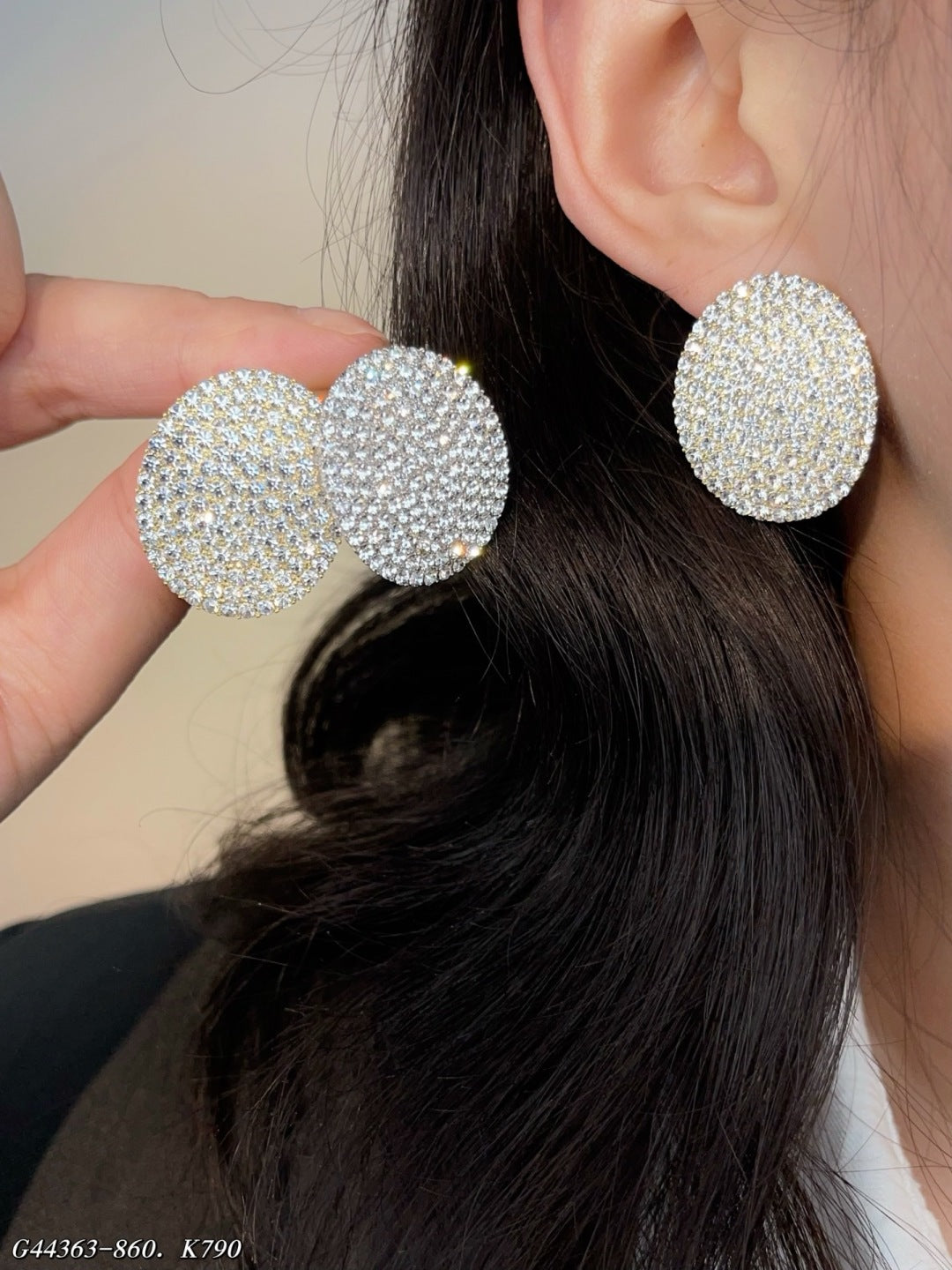 Full diamond oval earrings