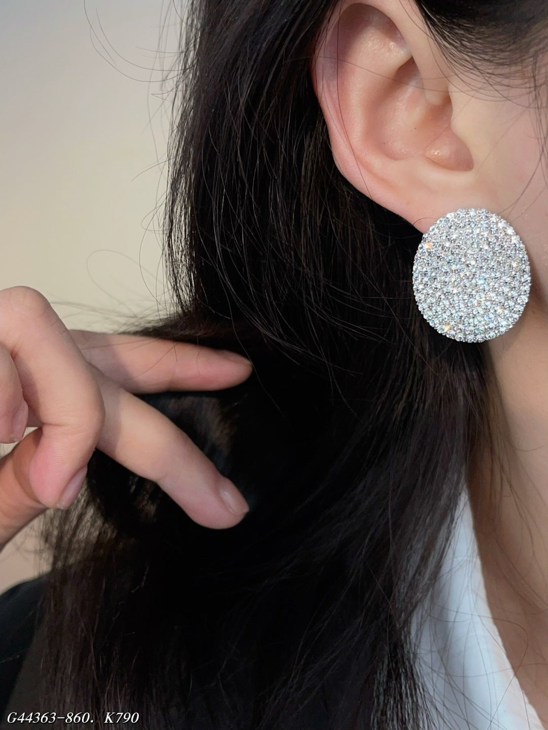 Full diamond oval earrings