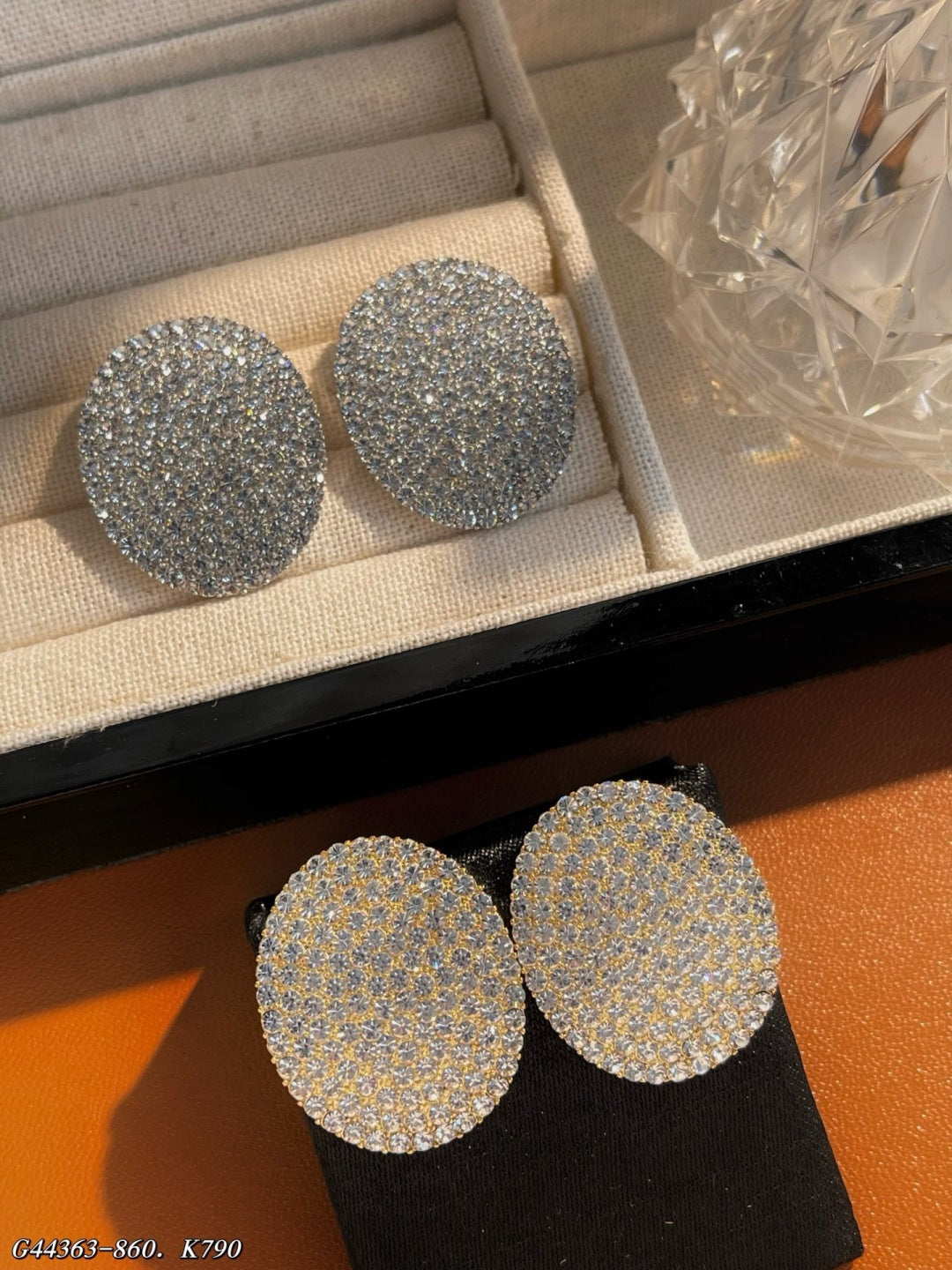 Full diamond oval earrings