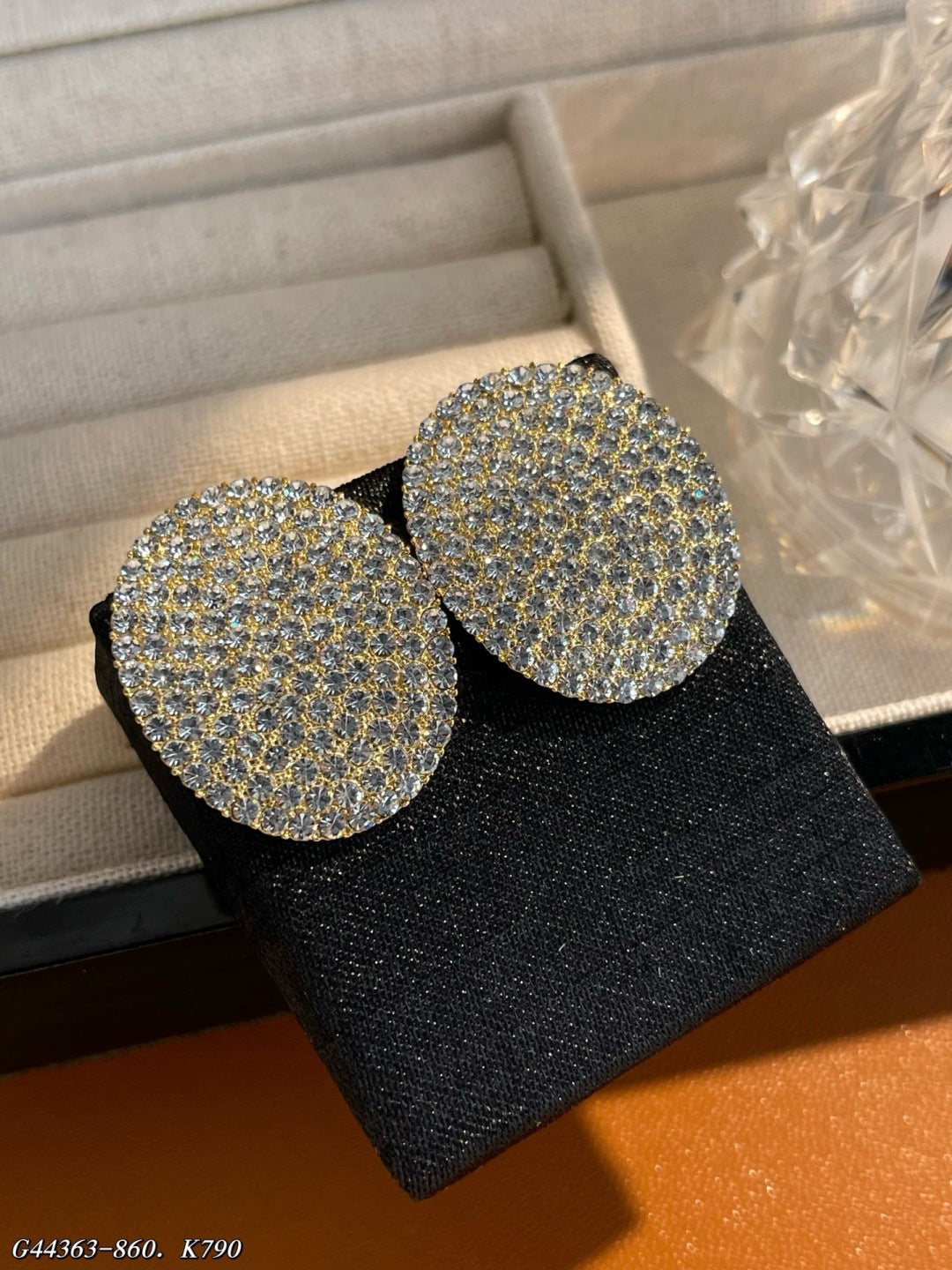Full diamond oval earrings