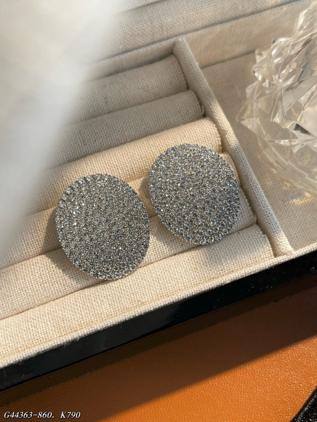 Full diamond oval earrings