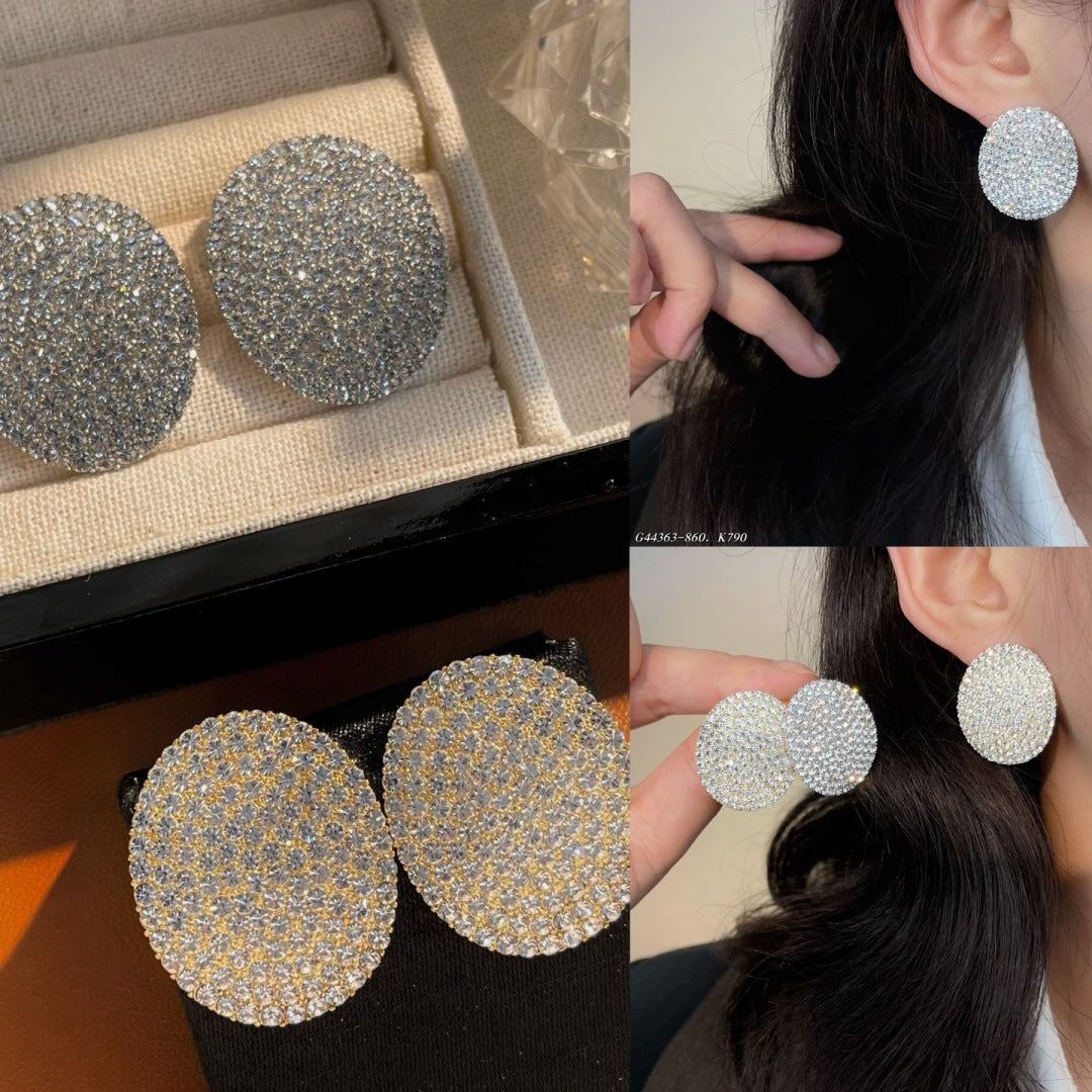 Full diamond oval earrings