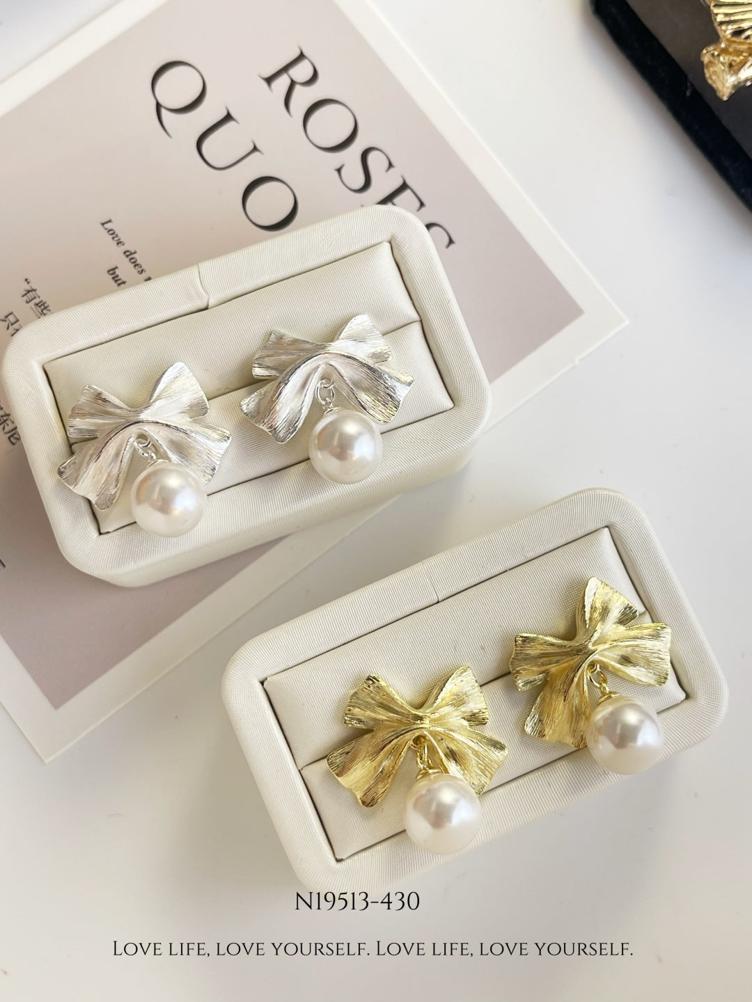Elegant Pearl Bow Earrings