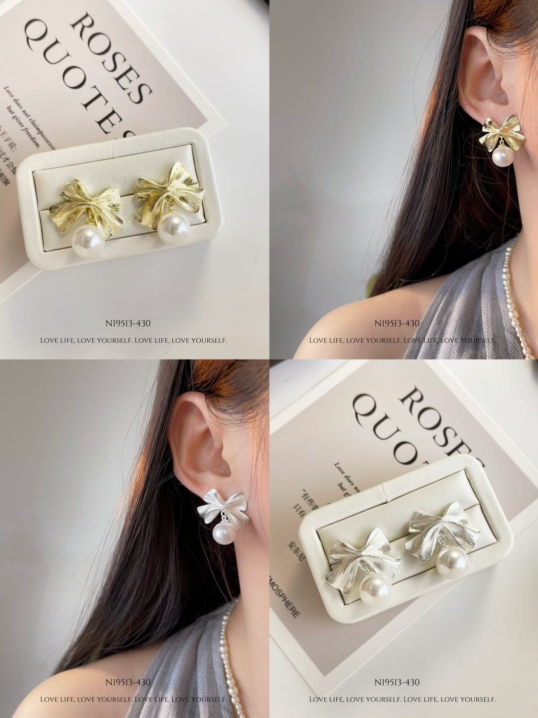 Elegant Pearl Bow Earrings
