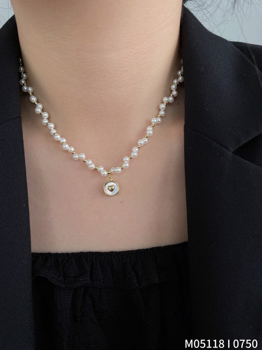 Heart-Shaped Pearl Necklace