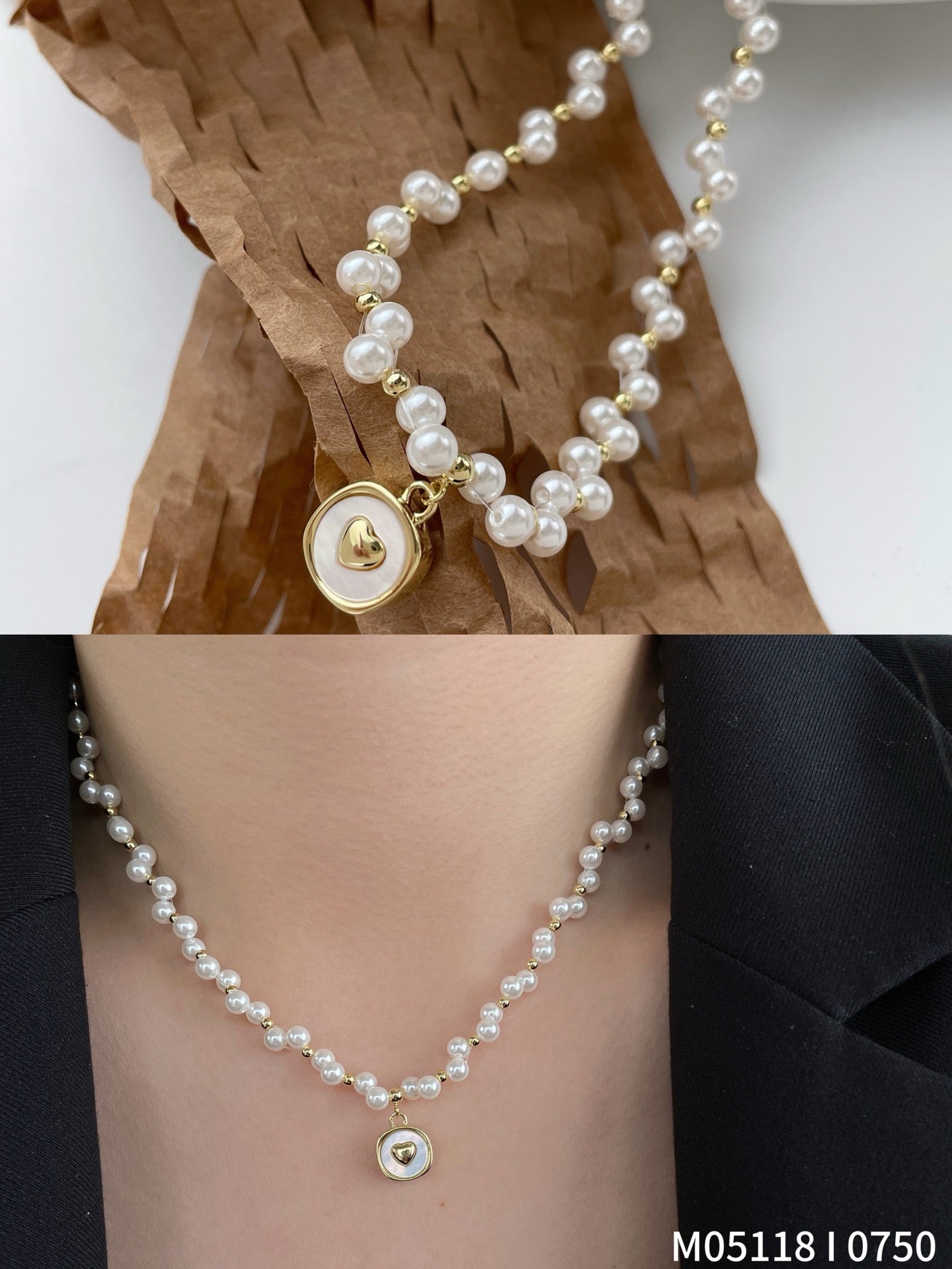 Heart-Shaped Pearl Necklace