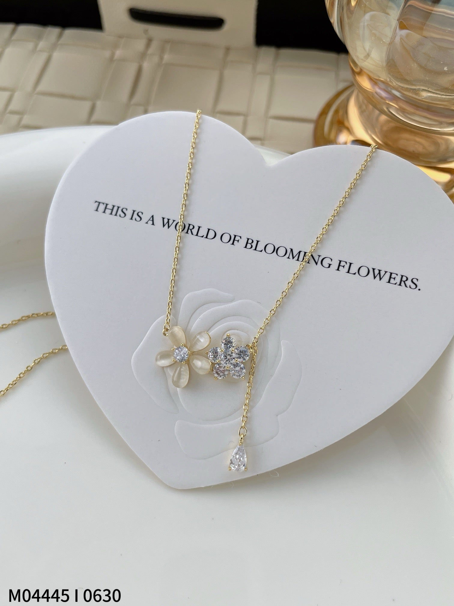 Blooming Crystal Floral Pendant Necklace