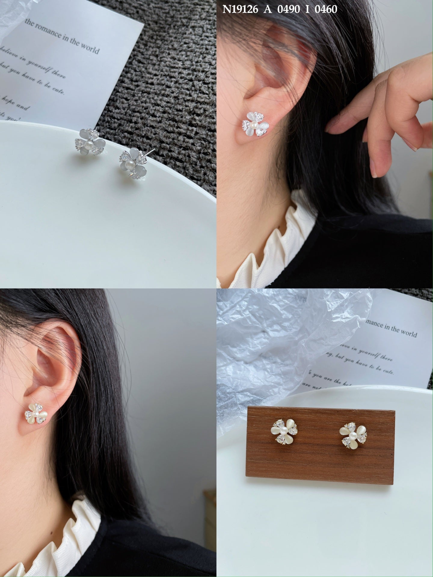 Artificial pearl flower ear needle