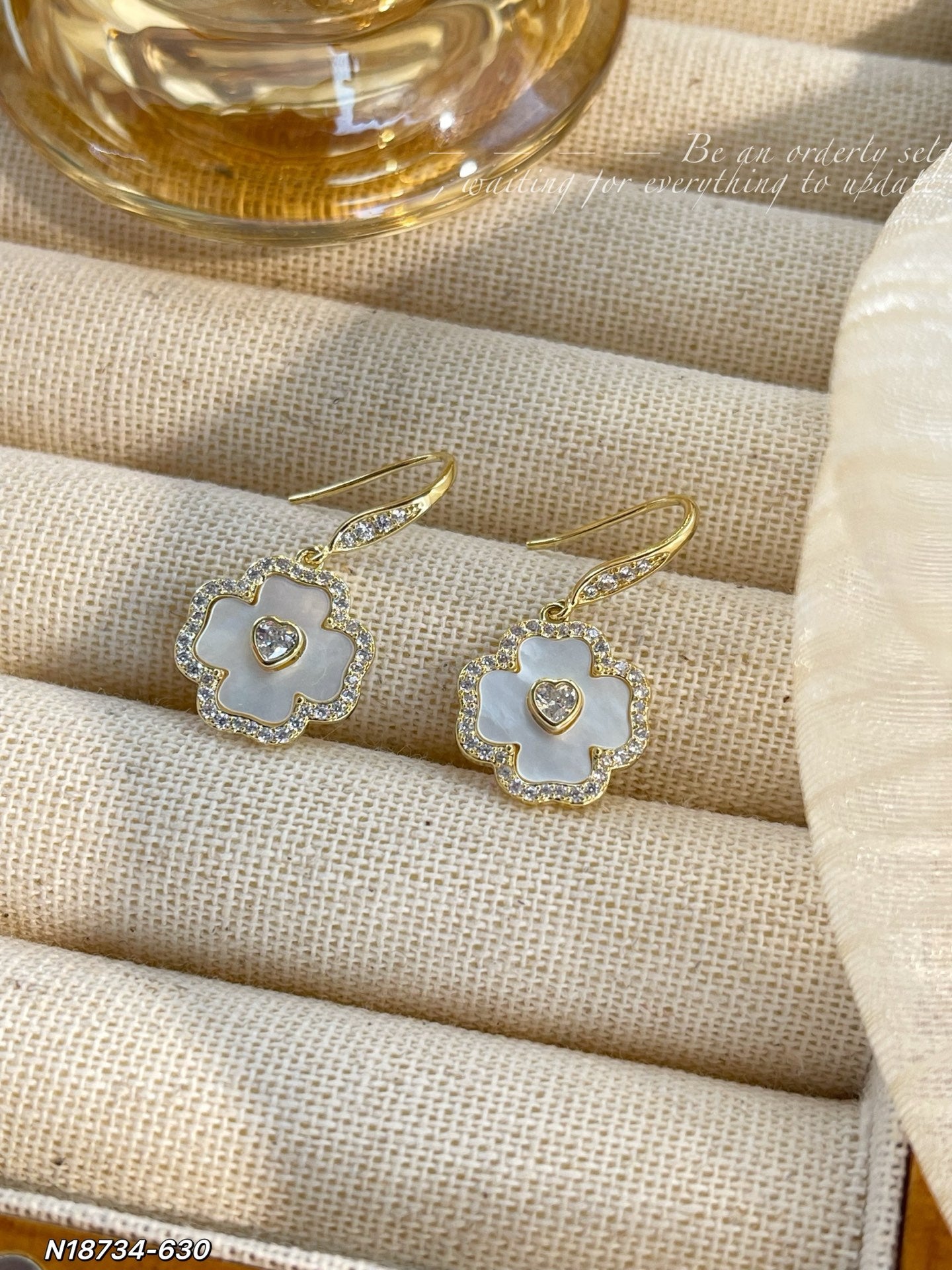 Mother-of-Pearl Flower Drop Earrings