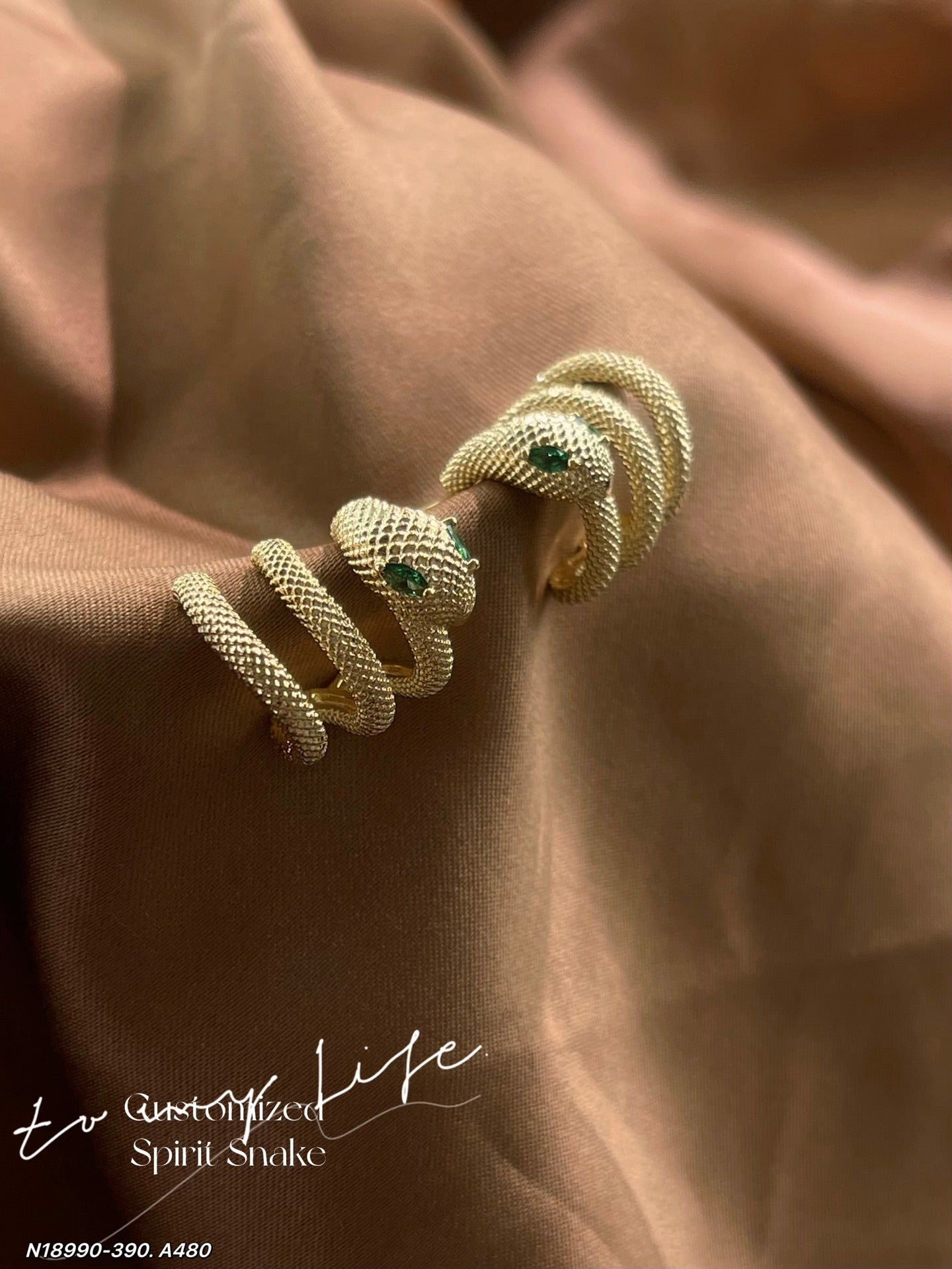Green Eyed Snake Earrings