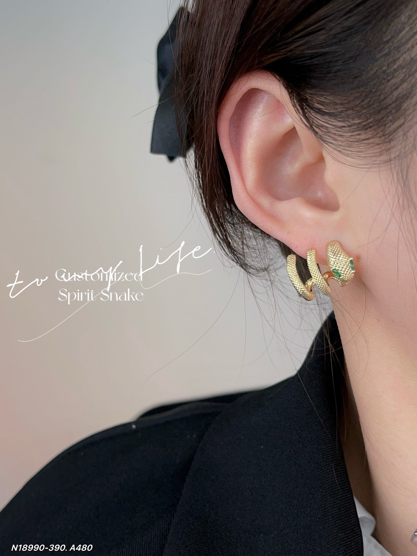 Green Eyed Snake Earrings
