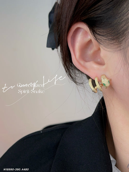 Green Eyed Snake Earrings