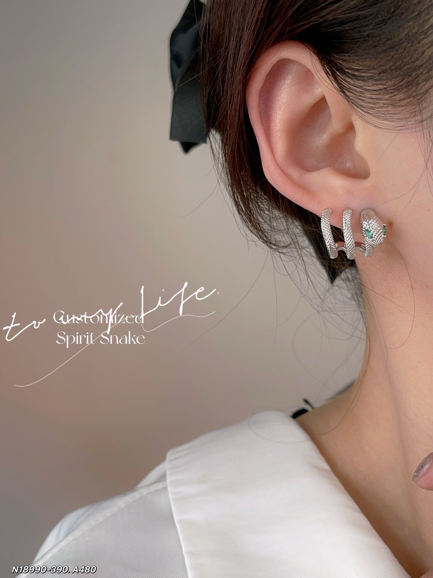 Green Eyed Snake Earrings