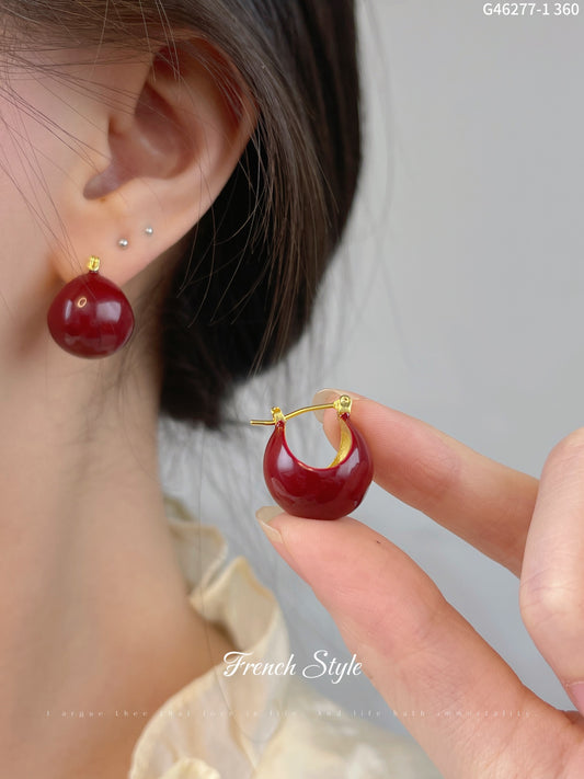 Elegant Red Boat Earrings
