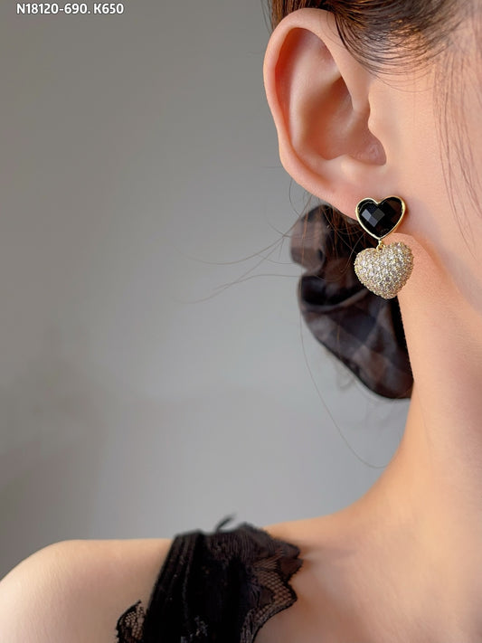 Sparkling heart-shaped earrings