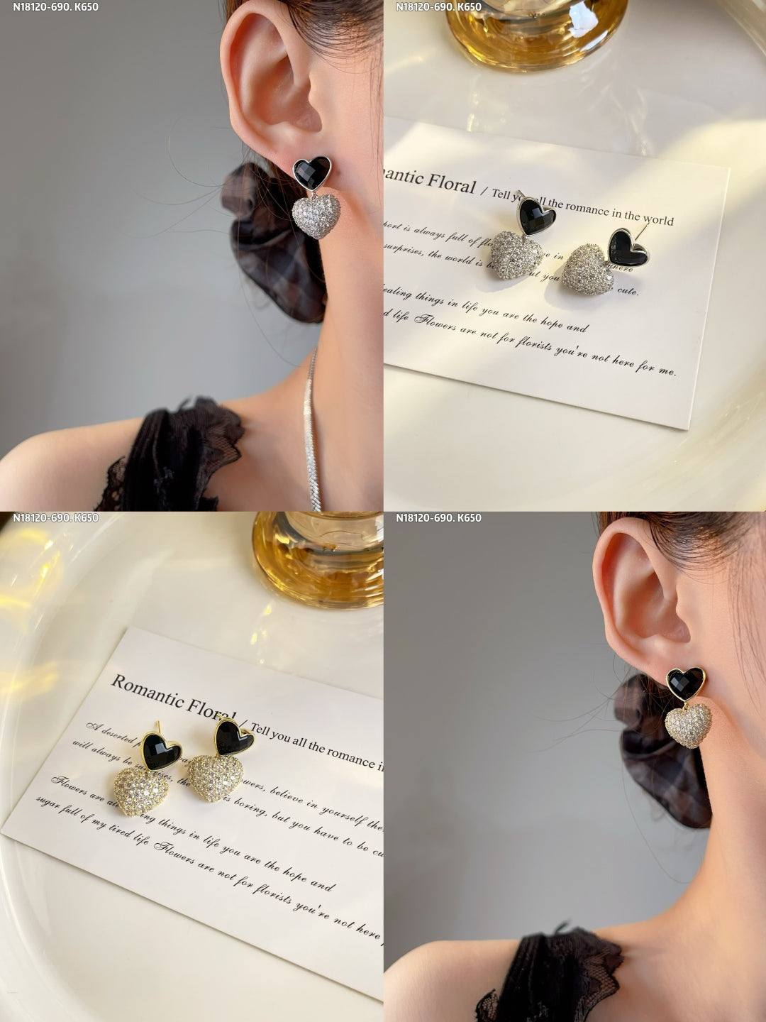 Sparkling heart-shaped earrings