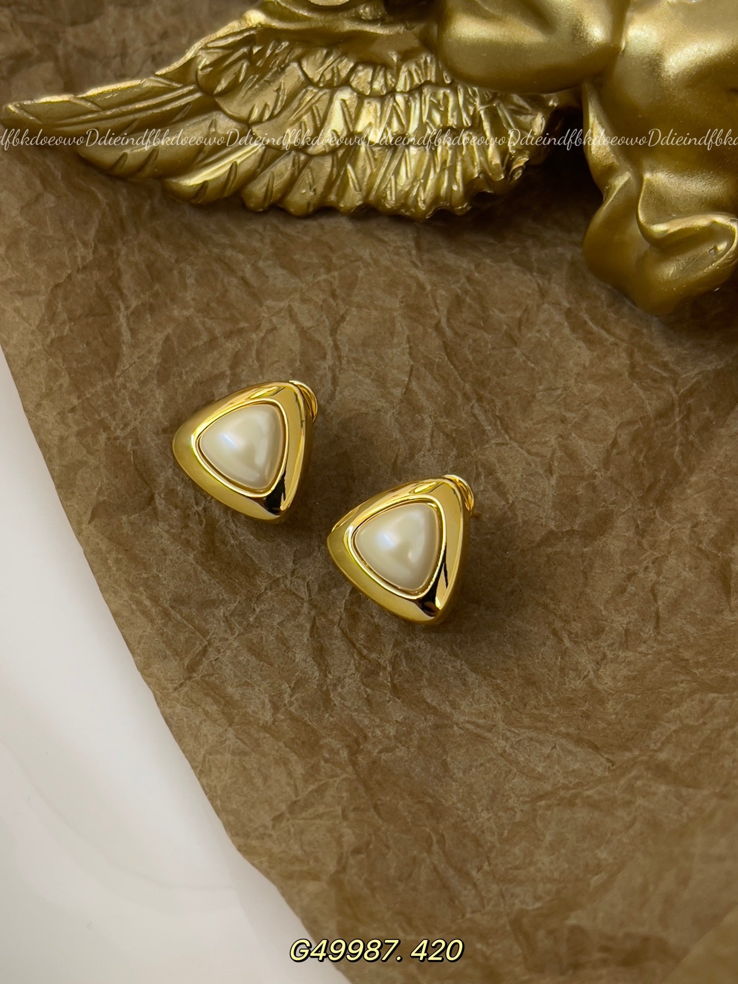 Triangular Pearl Stud Earrings