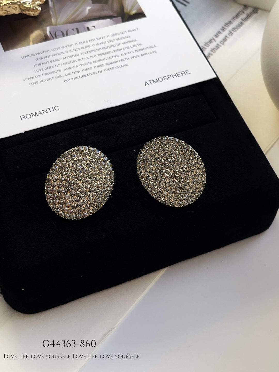 Full diamond oval earrings