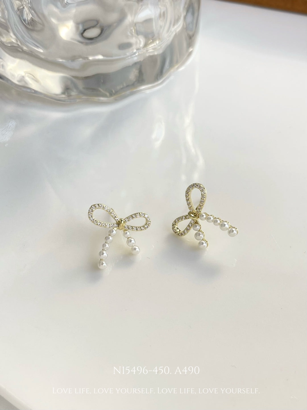 Elegant Pearl Bow Stud Earrings